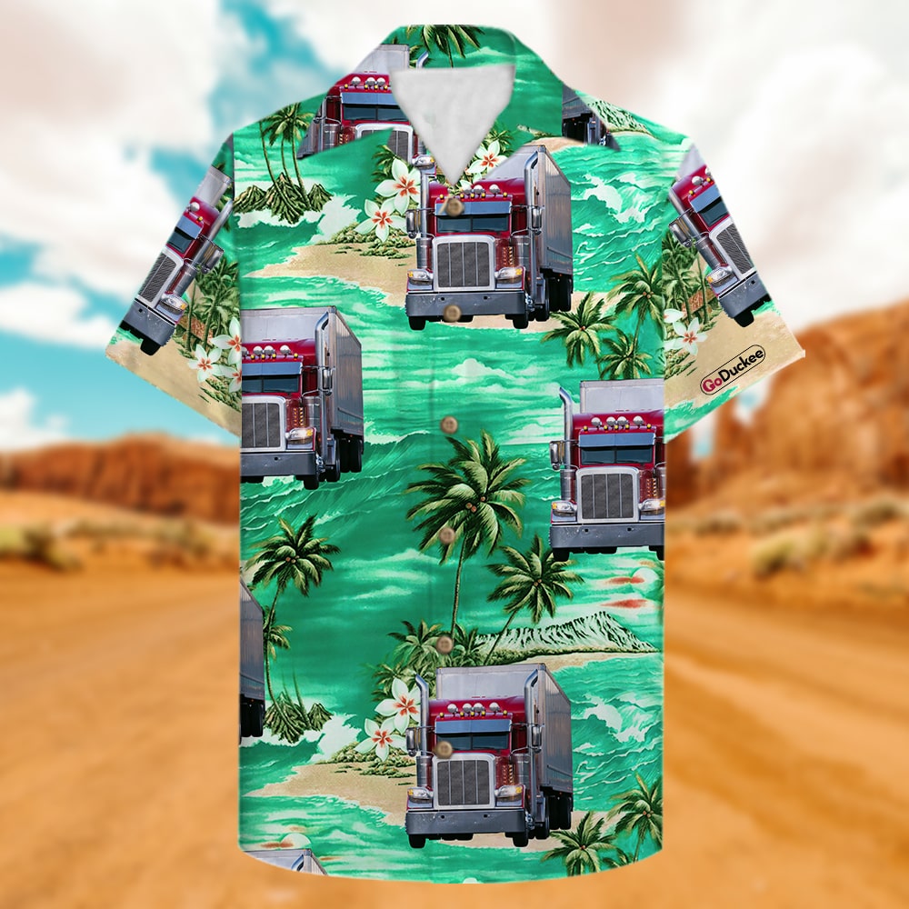litzzy Custom Photo - Truck Driver Hawaiian Shirt - Coconut Tree Pattern 02 Hawaiian Shirt For Men, Woman, Litzzy Aloha Shirt Hawaiian Shirt   