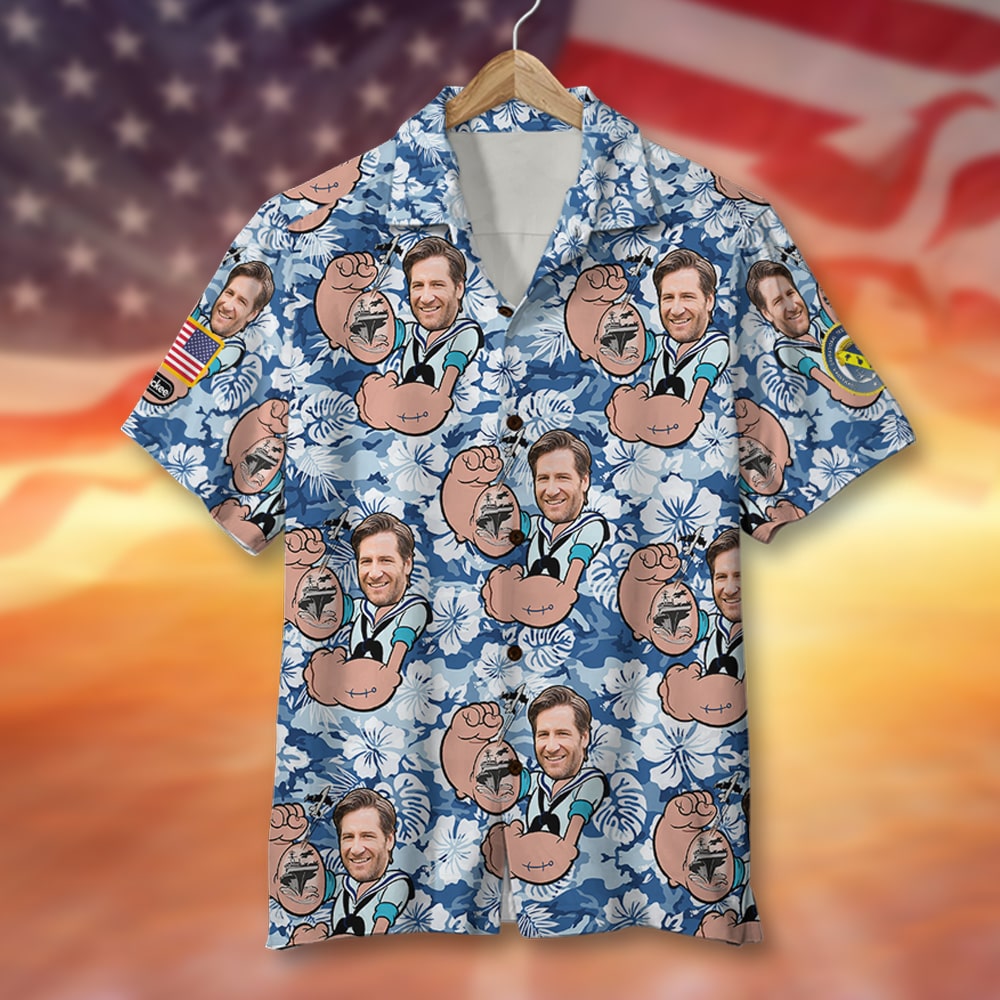 litzzy Custom Photo Hawaiian Shirt, Aloha Shirt and Mens Beach Shorts - Military Background Hawaiian Shirt For Men, Woman, Litzzy Aloha Shirt Hawaii Shirt   