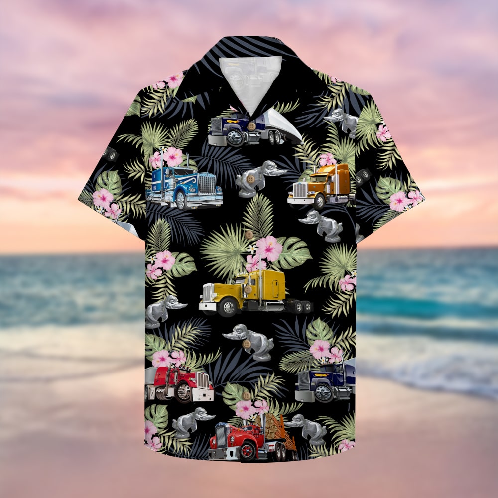 litzzy Trucker Semitruck pattern Hawaiian Shirt, Aloha Shirt Hawaiian Shirt For Men, Woman, Litzzy Aloha Shirt Hawaii Shirt   