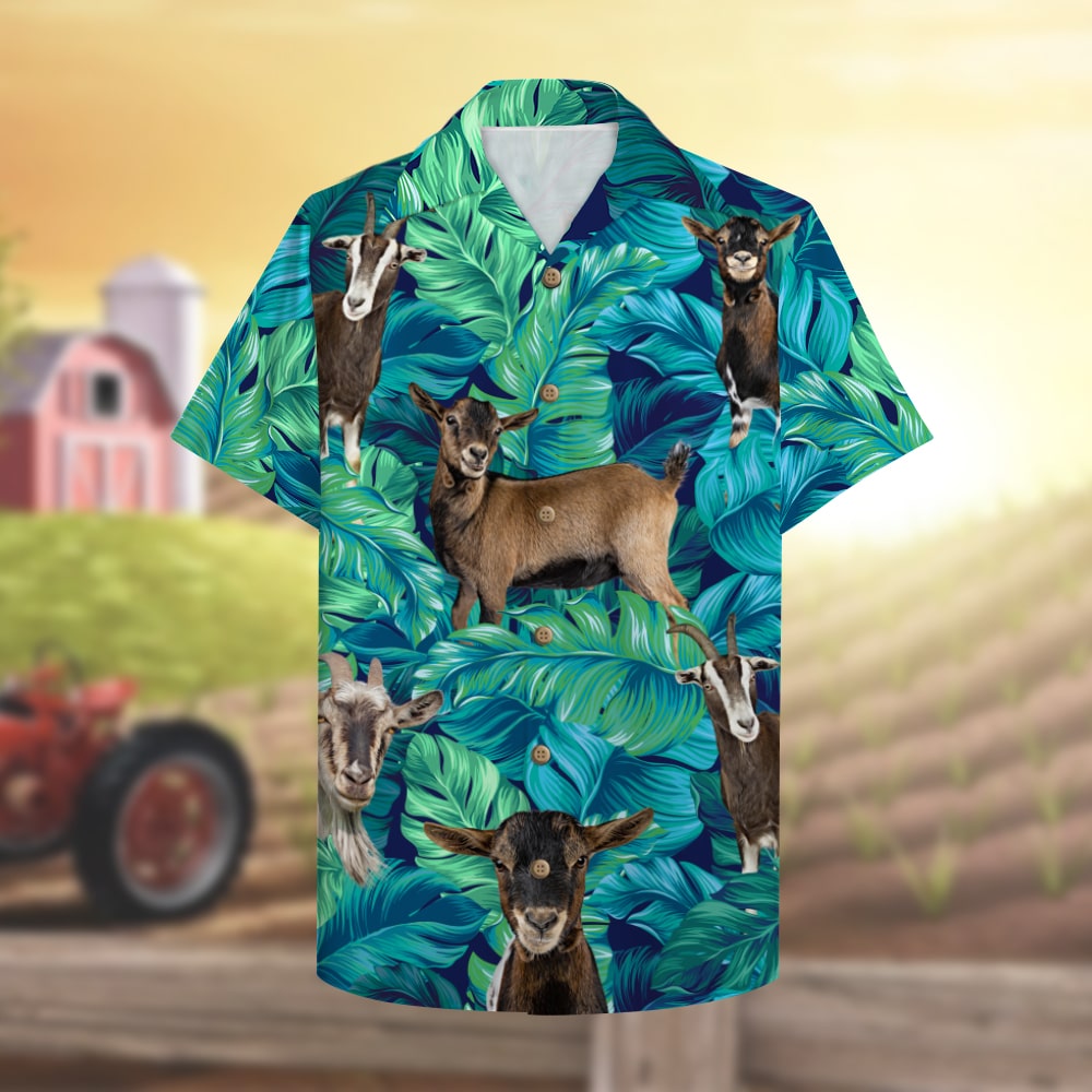 litzzy Farmer Goat Hawaiian Shirt, Aloha Shirt with goat pattern Hawaiian Shirt For Men, Woman, Litzzy Aloha Shirt Hawaii Shirt   