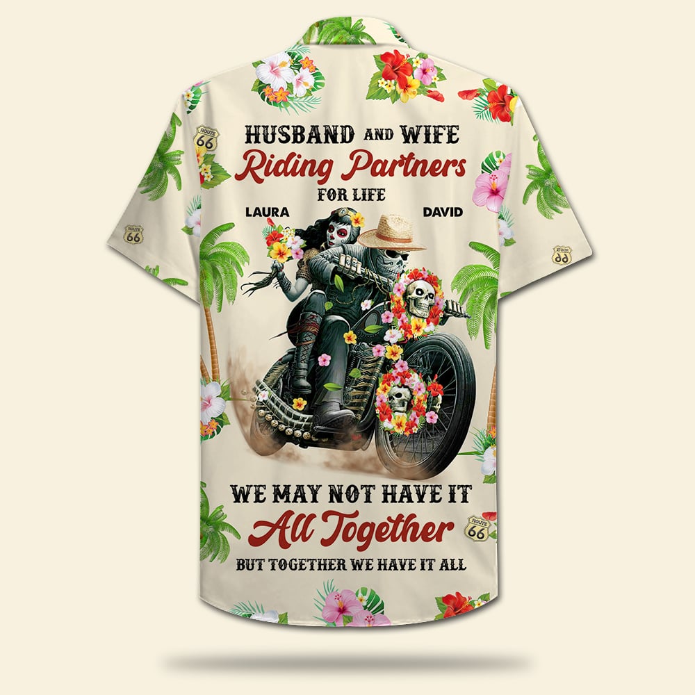 litzzy Personalized Biker Couple Hawaiian Shirt - We May No Have It All Together But Together We Have It - Floral Pattern Hawaiian Shirt For Men, Woman, Litzzy Aloha Shirt Hawaii Shirt   