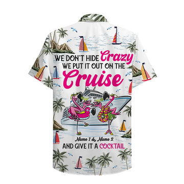litzzy Personalized Cruising Flamingo Couple Hawaiian Shirt - We don't hide crazy Hawaiian Shirt For Men, Woman, Litzzy Aloha Shirt Hawaiian Shirt   