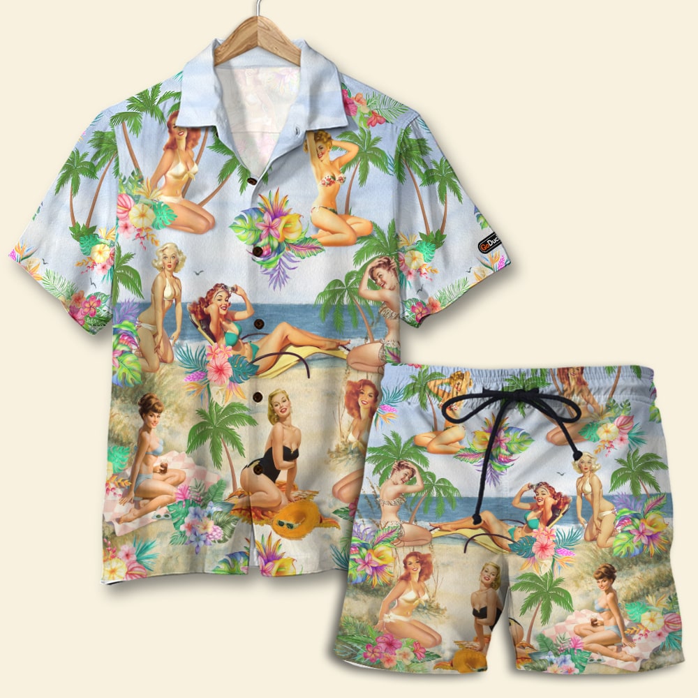 litzzy Pin Up Girl Hawaiian Shirt And Men Beach Shorts, Gift For This Summer Hawaiian Shirt For Men, Woman, Litzzy Aloha Shirt Hawaiian Shirt   