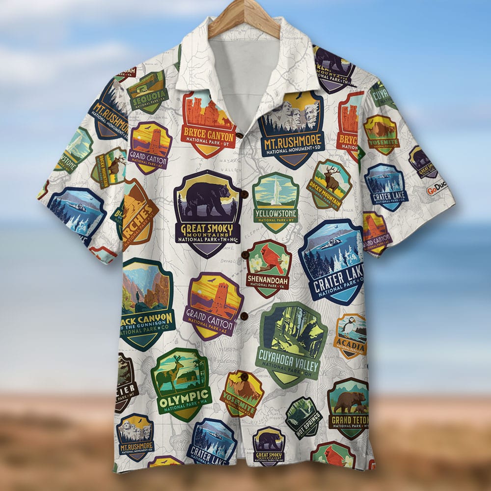 litzzy National Park Seamless Pattern, Hawaiian Shirt and Men Beach Shorts Hawaiian Shirt For Men, Woman, Litzzy Aloha Shirt Hawaii Shirt   