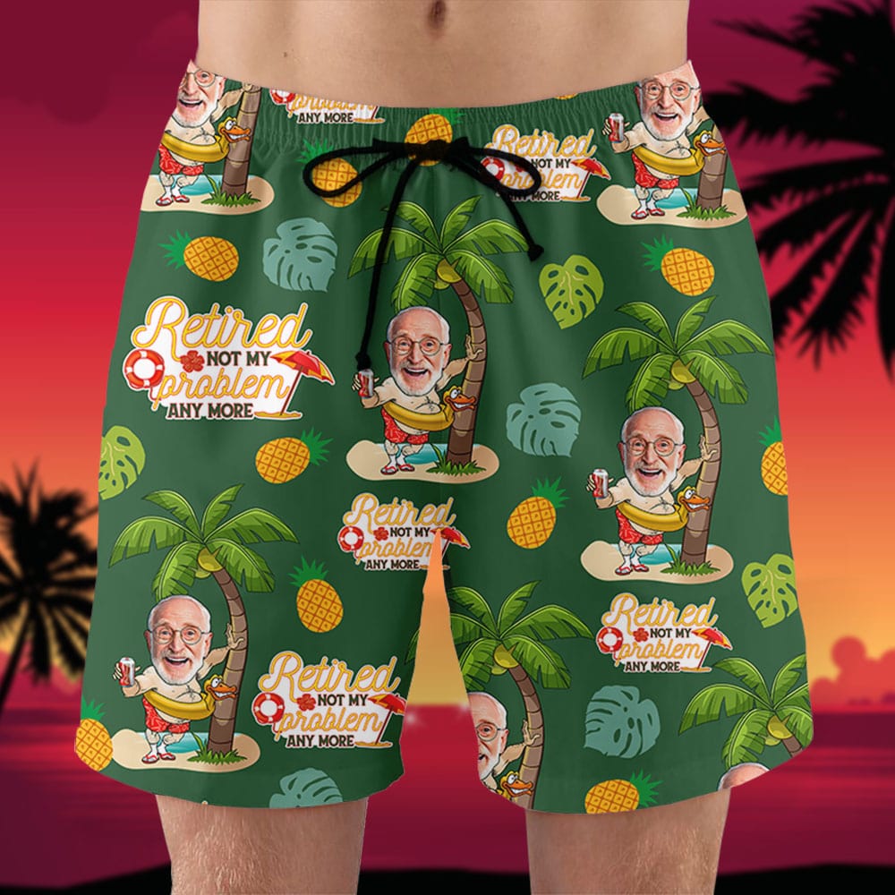 litzzy Retired Not My Problem Anymore, Custom Photo Hawaiian Shirt and Men Beach Shorts, Retirement Gifts for Dad Hawaiian Shirt For Men, Woman, Litzzy Aloha Shirt Hawaiian Shirt   
