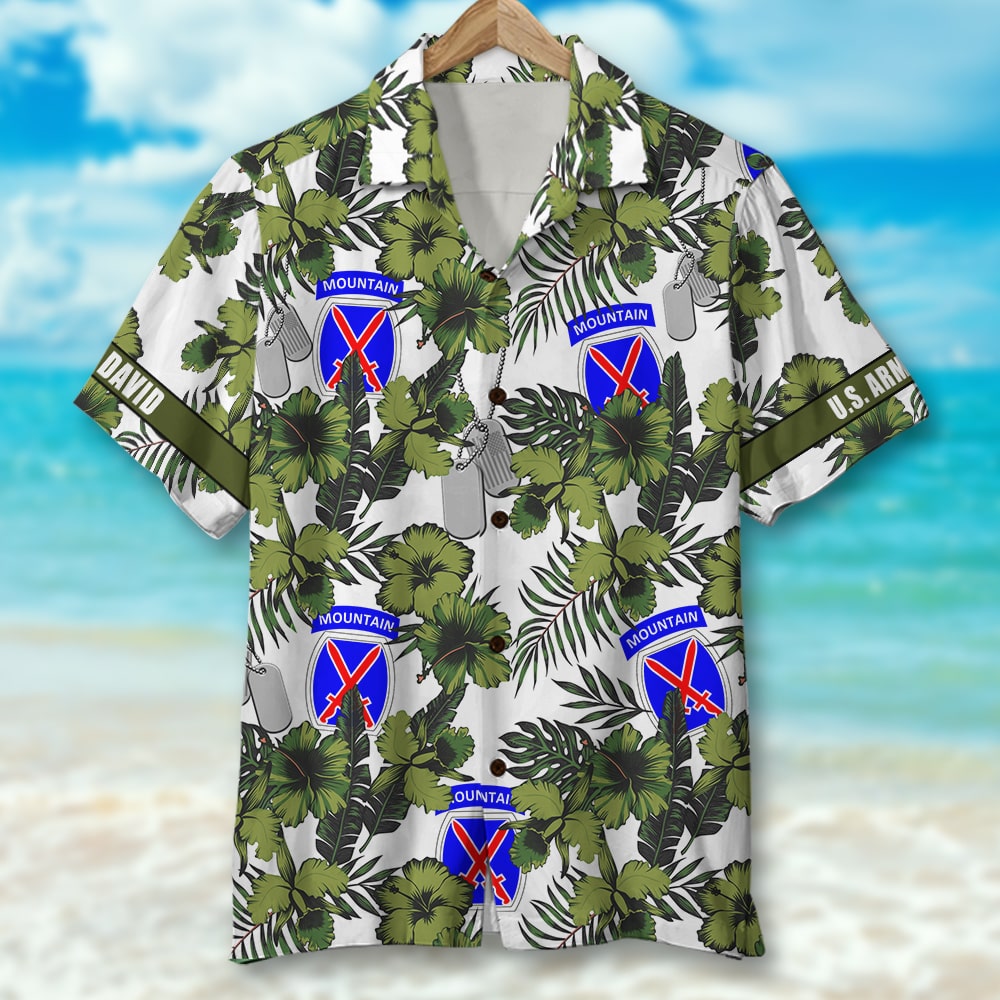litzzy Military Personalized Hawaiian Shirt with Floral Pattern and Custom Military Unit - Military Gifts Hawaiian Shirt For Men, Woman, Litzzy Aloha Shirt Hawaiian Shirt   
