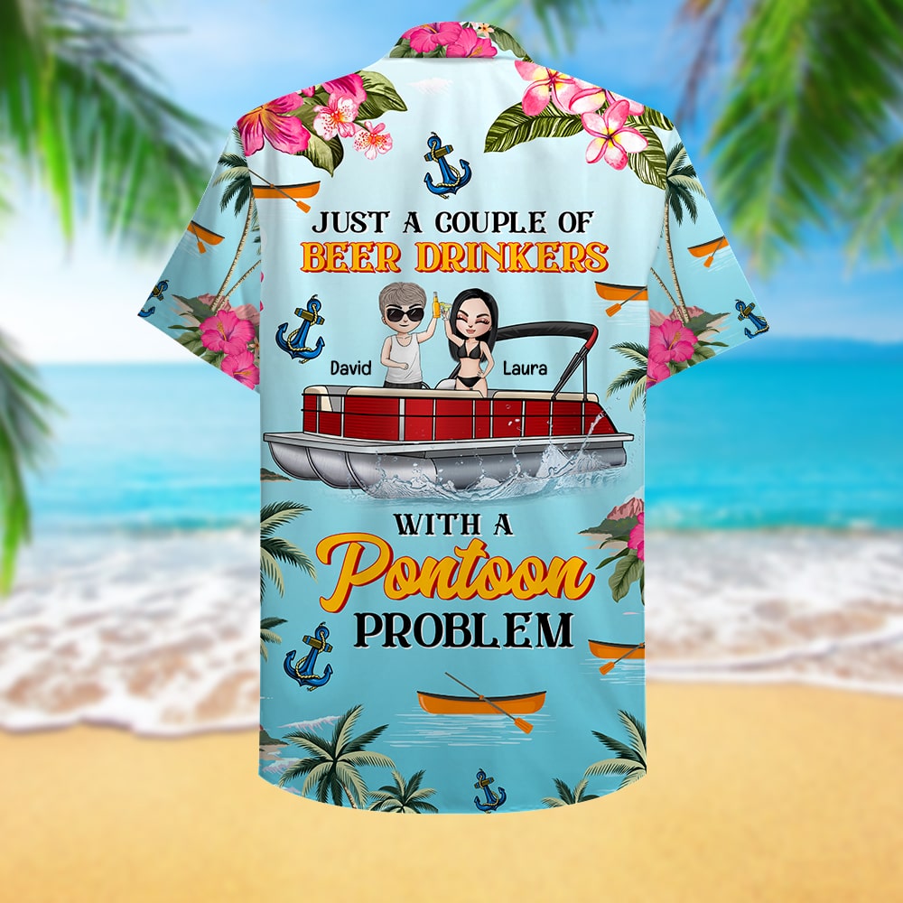 litzzy Personalized Pontoon Couple Hawaiian Shirt - Just A Couple of Beer Drinkers Fol7-Vd1 Hawaiian Shirt For Men, Woman, Litzzy Aloha Shirt Hawaiian Shirt   