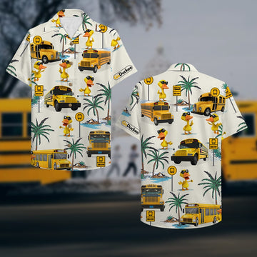 litzzy School Bus Drive Duck Hawaiian Shirt - Bus & Duck Pattern Hawaiian Shirt For Men, Woman, Litzzy Aloha Shirt Hawaiian Shirt   