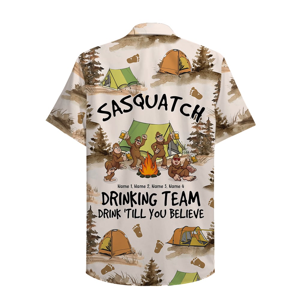 litzzy Personalized Camping Bigfoot Hawaiian Shirt - Sasquatch Drinking Team, Drink Till You Believe Hawaiian Shirt For Men, Woman, Litzzy Aloha Shirt Hawaiian Shirt   
