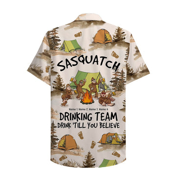 litzzy Personalized Camping Bigfoot Hawaiian Shirt - Sasquatch Drinking Team, Drink Till You Believe Hawaiian Shirt For Men, Woman, Litzzy Aloha Shirt Hawaiian Shirt   