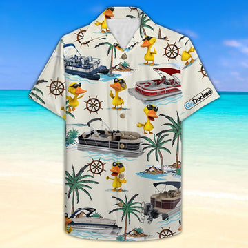 litzzy Pontoon Duck Hawaiian Shirt - Pontoon Boat & Duck Pattern Fol7-Vd1 Hawaiian Shirt For Men, Woman, Litzzy Aloha Shirt Hawaiian Shirt   
