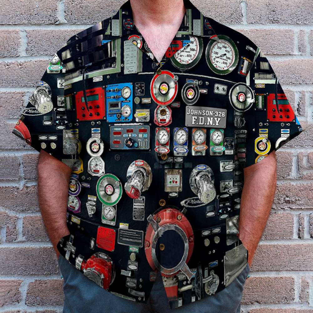litzzy Personalized Firefighter Hawaiian Shirt Modern Fire Truck Water Pumping System Hawaiian Shirt For Men, Woman, Litzzy Aloha Shirt Hawaiian Shirt   