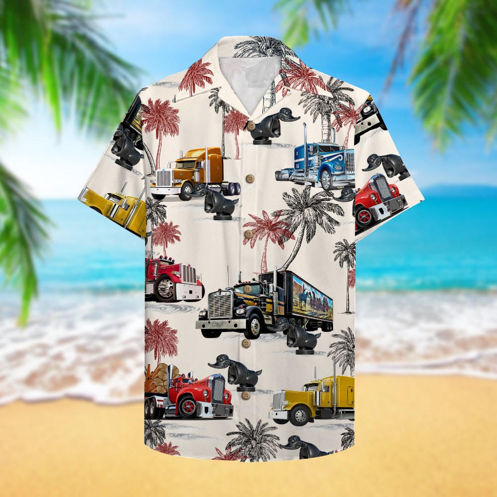 litzzy Truck With Duck Pattern Hawaiian Shirt, Aloha Shirt - Summer Gift For Trucker Hawaiian Shirt For Men, Woman, Litzzy Aloha Shirt Hawaiian Shirt   