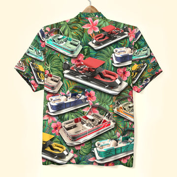 litzzy Pontoon Hawaiian Shirt, Gift For Pontoon Lovers, Tropical Pattern Hawaiian Shirt For Men, Woman, Litzzy Aloha Shirt Hawaii Shirt   