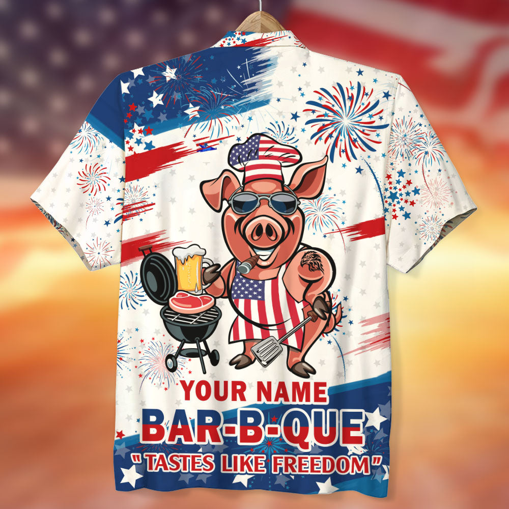 litzzy Bar-B-Que Tastes Like Freedom Personalized Grill Independence Day Hawaiian Shirt Hawaiian Shirt For Men, Woman, Litzzy Aloha Shirt Hawaii Shirt   