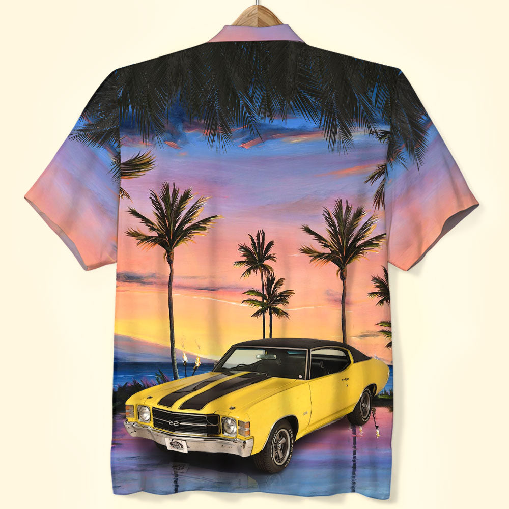 litzzy Custom Car Photo Hawaiian Shirt, Aloha Shirt, Sunset Beach Pattern (Car0902) Hawaiian Shirt For Men, Woman, Litzzy Aloha Shirt Hawaiian Shirt   