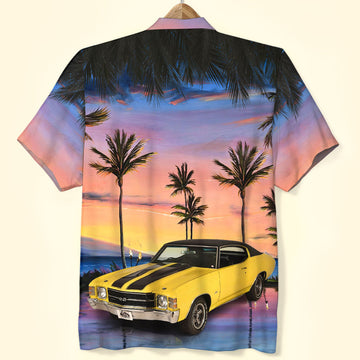 litzzy Custom Car Photo Hawaiian Shirt, Aloha Shirt, Sunset Beach Pattern (Car0902) Hawaiian Shirt For Men, Woman, Litzzy Aloha Shirt Hawaiian Shirt   