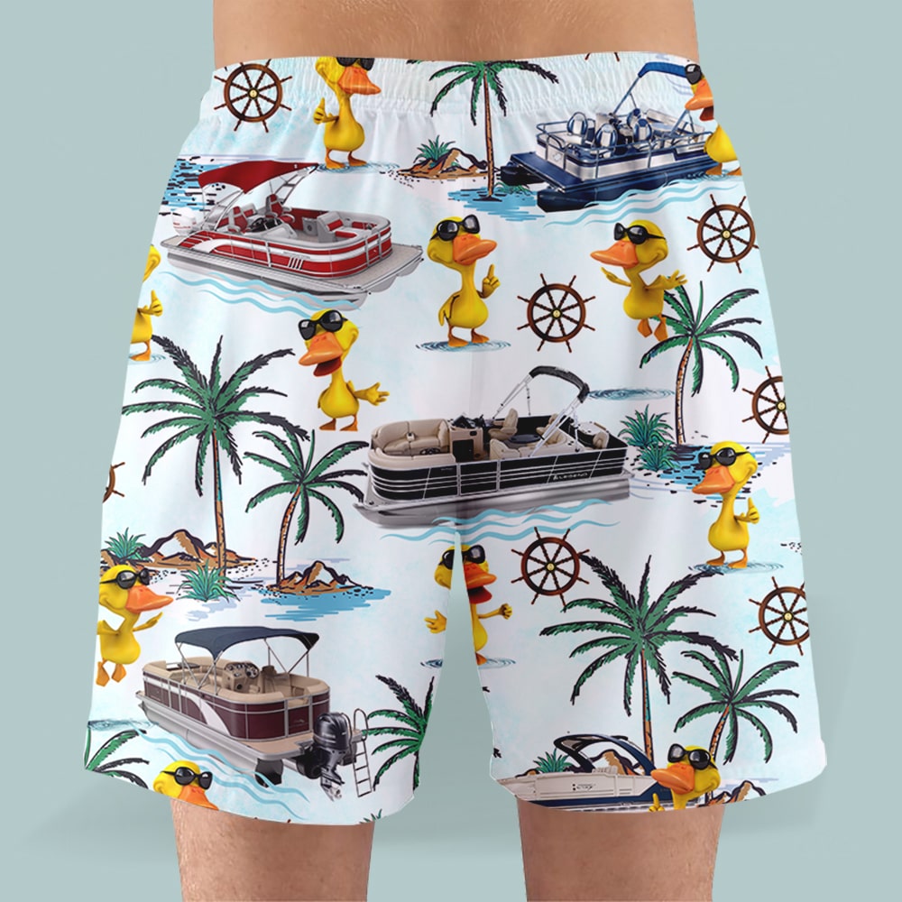 litzzy Pontoon Duck Hawaiian Shirt & Men Beach Shorts - Palm Tree Pattern Hawaiian Shirt For Men, Woman, Litzzy Aloha Shirt Hawaiian Shirt   