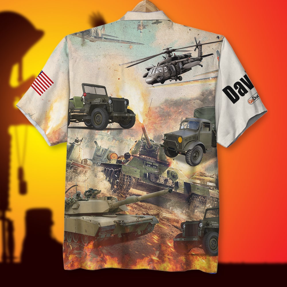 litzzy Military Tank, Truck, Helicopter In A War - Personalized Army, Marine Hawaiian Shirt, Military Gifts with Custom Military Unit 01qhqn090522 Hawaiian Shirt For Men, Woman, Litzzy Aloha Shirt Hawaiian Shirt   