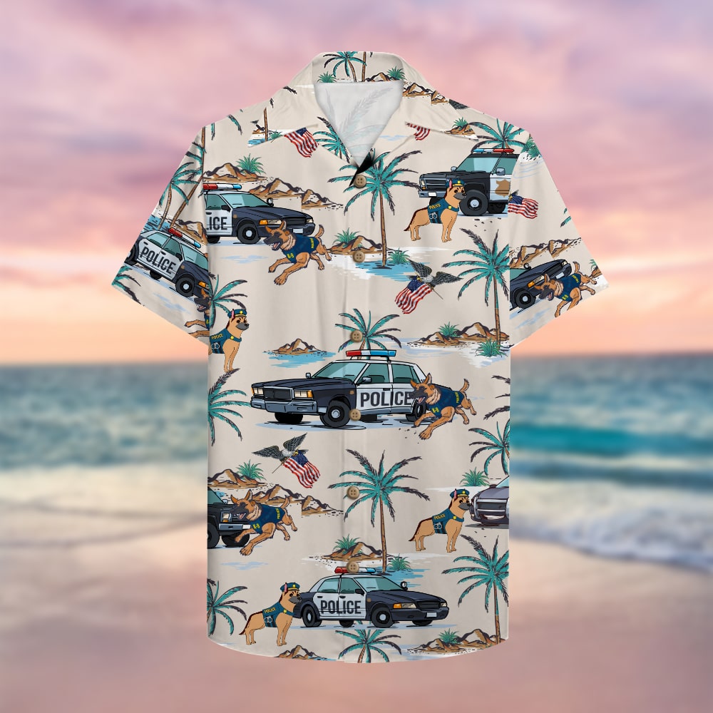 litzzy Police Hawaiian Shirt, Aloha Shirt with police car and police dog 1 Hawaiian Shirt For Men, Woman, Litzzy Aloha Shirt Hawaiian Shirt   