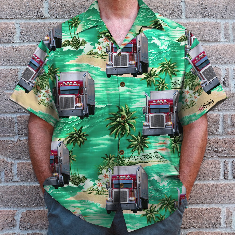litzzy Custom Photo - Truck Driver Hawaiian Shirt - Coconut Tree Pattern 02 Hawaiian Shirt For Men, Woman, Litzzy Aloha Shirt Hawaiian Shirt   