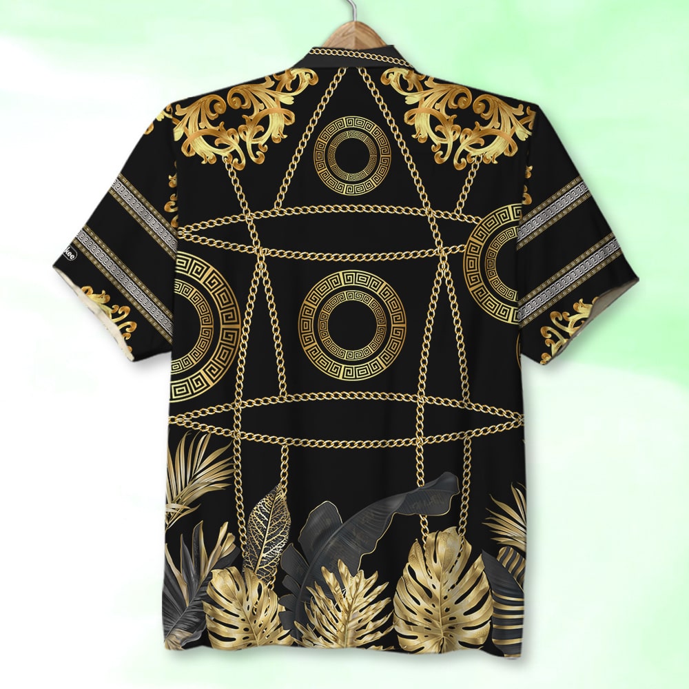 litzzy Golden Pattern with Custom Face Image ,Personalized Hawaiian Shirt and Men Beach Shorts, Summer Gifts Hawaiian Shirt For Men, Woman, Litzzy Aloha Shirt Hawaii Shirt   