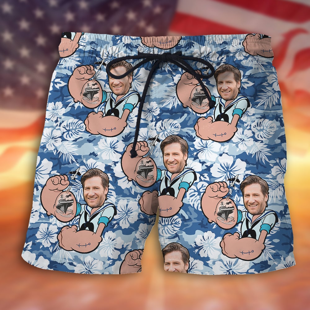 litzzy Custom Photo Hawaiian Shirt, Aloha Shirt and Mens Beach Shorts - Military Background Hawaiian Shirt For Men, Woman, Litzzy Aloha Shirt Hawaii Shirt   