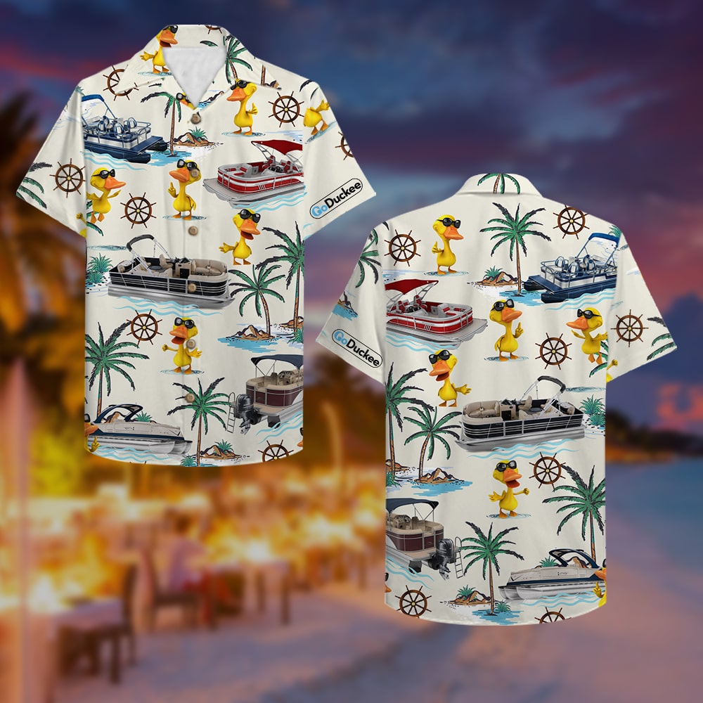 litzzy Pontoon Duck Hawaiian Shirt - Pontoon Boat & Duck Pattern Fol7-Vd1 Hawaiian Shirt For Men, Woman, Litzzy Aloha Shirt Hawaiian Shirt   