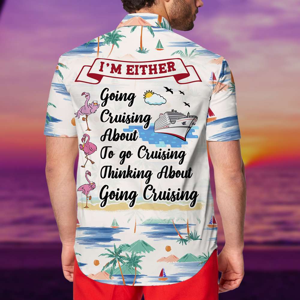 litzzy Cruising Flamingo Hawaiian Shirt - I'm Either Going Cruising - Palm Beach Pattern Hawaiian Shirt For Men, Woman, Litzzy Aloha Shirt Hawaiian Shirt   