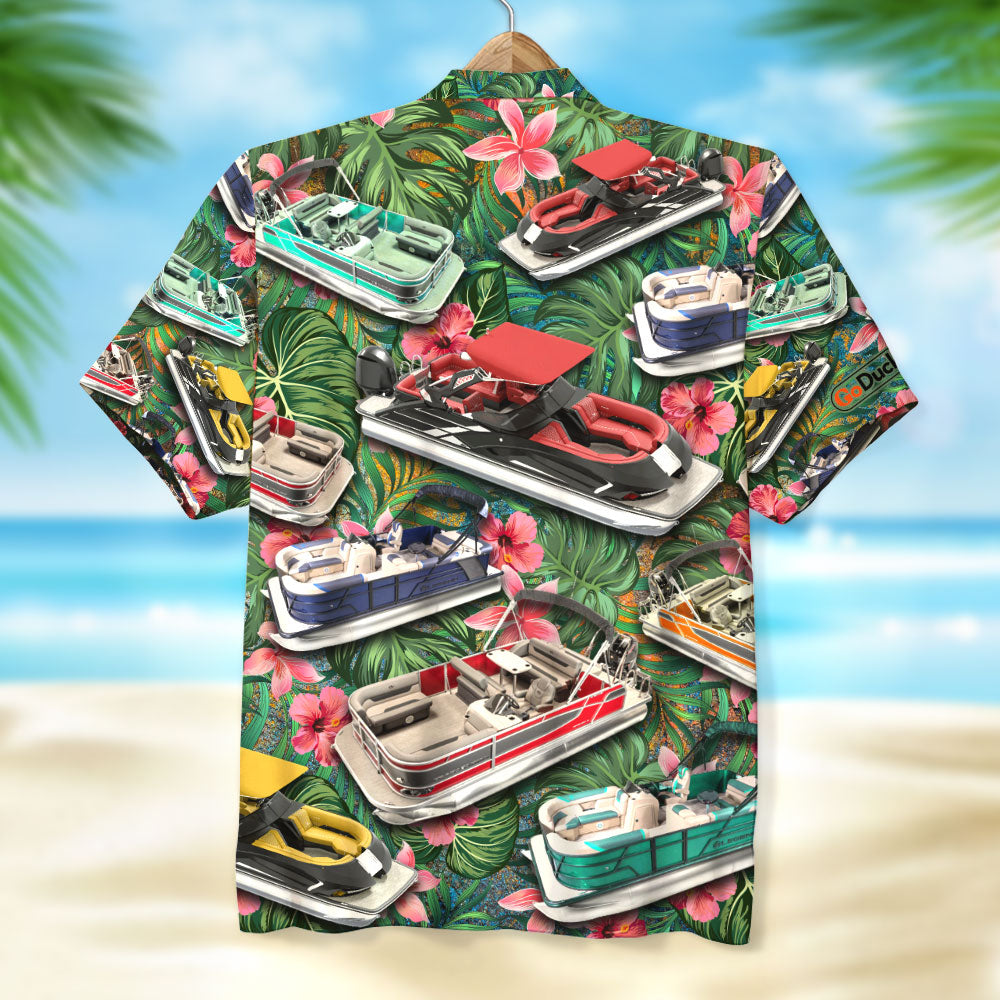 litzzy Pontoon Hawaiian Shirt, Gift For Pontoon Lovers, Tropical Pattern Hawaiian Shirt For Men, Woman, Litzzy Aloha Shirt Hawaii Shirt   