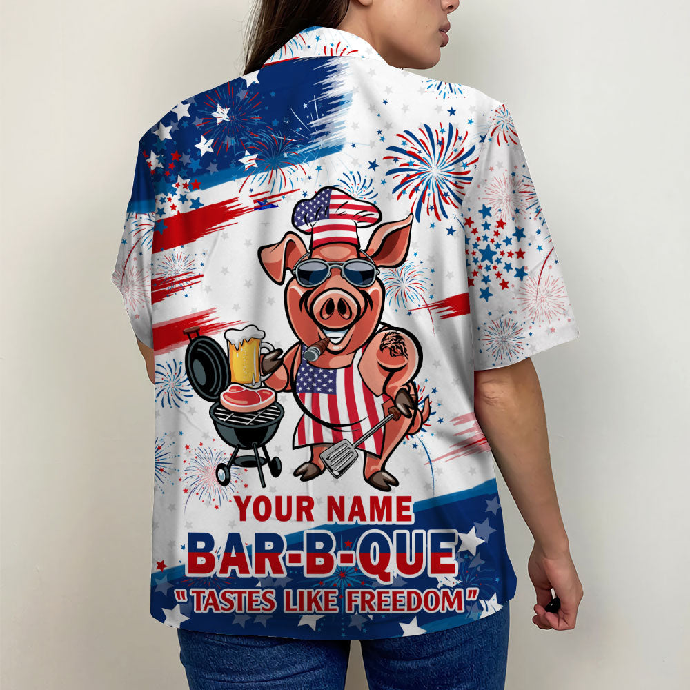 litzzy Bar-B-Que Tastes Like Freedom Personalized Grill Independence Day Hawaiian Shirt Hawaiian Shirt For Men, Woman, Litzzy Aloha Shirt Hawaii Shirt   