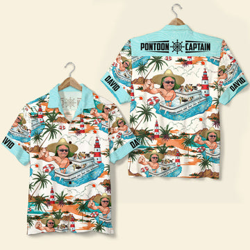 litzzy Pontoon Captain Personalized Pontoon Hawaiian Shirt, Gift For Man Hawaiian Shirt For Men, Woman, Litzzy Aloha Shirt Hawaii Shirt   