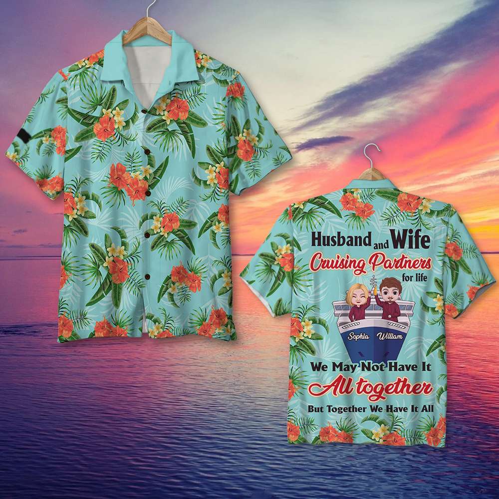 litzzy Husband And Wife Cruising Partners For Life, Couple Casual Shirt Hawaiian Shirt Hawaiian Shirt For Men, Woman, Litzzy Aloha Shirt Hawaii Shirt   
