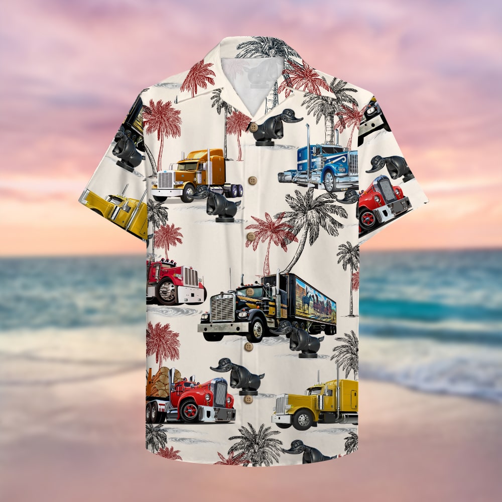 litzzy Truck With Duck Pattern Hawaiian Shirt, Aloha Shirt - Summer Gift For Trucker Hawaiian Shirt For Men, Woman, Litzzy Aloha Shirt Hawaiian Shirt   