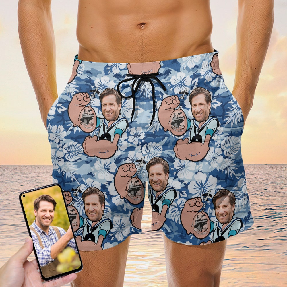 litzzy Custom Photo Hawaiian Shirt, Aloha Shirt and Mens Beach Shorts - Military Background Hawaiian Shirt For Men, Woman, Litzzy Aloha Shirt Hawaii Shirt   