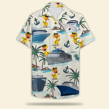 litzzy Cruising Duck Hawaiian Shirt - Happy Duck Cruise - Cruise Trip Gift For Family Hawaiian Shirt For Men, Woman, Litzzy Aloha Shirt Hawaii Shirt   