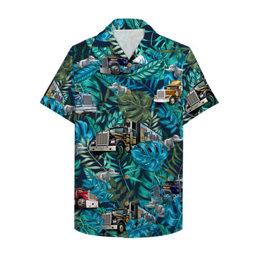 litzzy Trucker Hawaiian Shirt, Aloha Shirt with semitruck and rubber duck Hawaiian Shirt For Men, Woman, Litzzy Aloha Shirt Hawaiian Shirt   