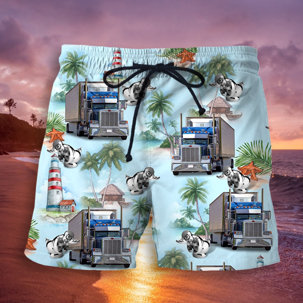 litzzy Custom Photo Hawaiian Shirt, Aloha Shirt and Mens Beach Shorts - Truck With Summer Background Hawaiian Shirt For Men, Woman, Litzzy Aloha Shirt Hawaii Shirt   