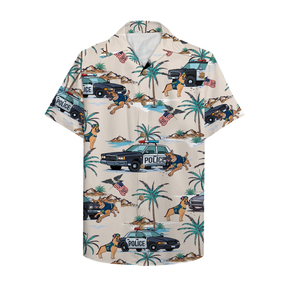 litzzy Police Hawaiian Shirt, Aloha Shirt with police car and police dog 1 Hawaiian Shirt For Men, Woman, Litzzy Aloha Shirt Hawaiian Shirt   