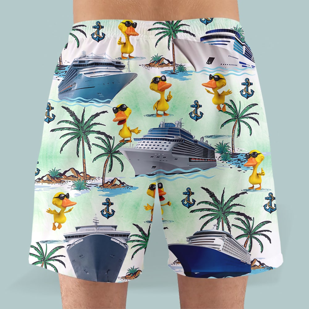litzzy Cruising Duck Hawaiian Shirt & Men Beach Shorts - Palm Tree Pattern Hawaiian Shirt For Men, Woman, Litzzy Aloha Shirt Hawaiian Shirt   