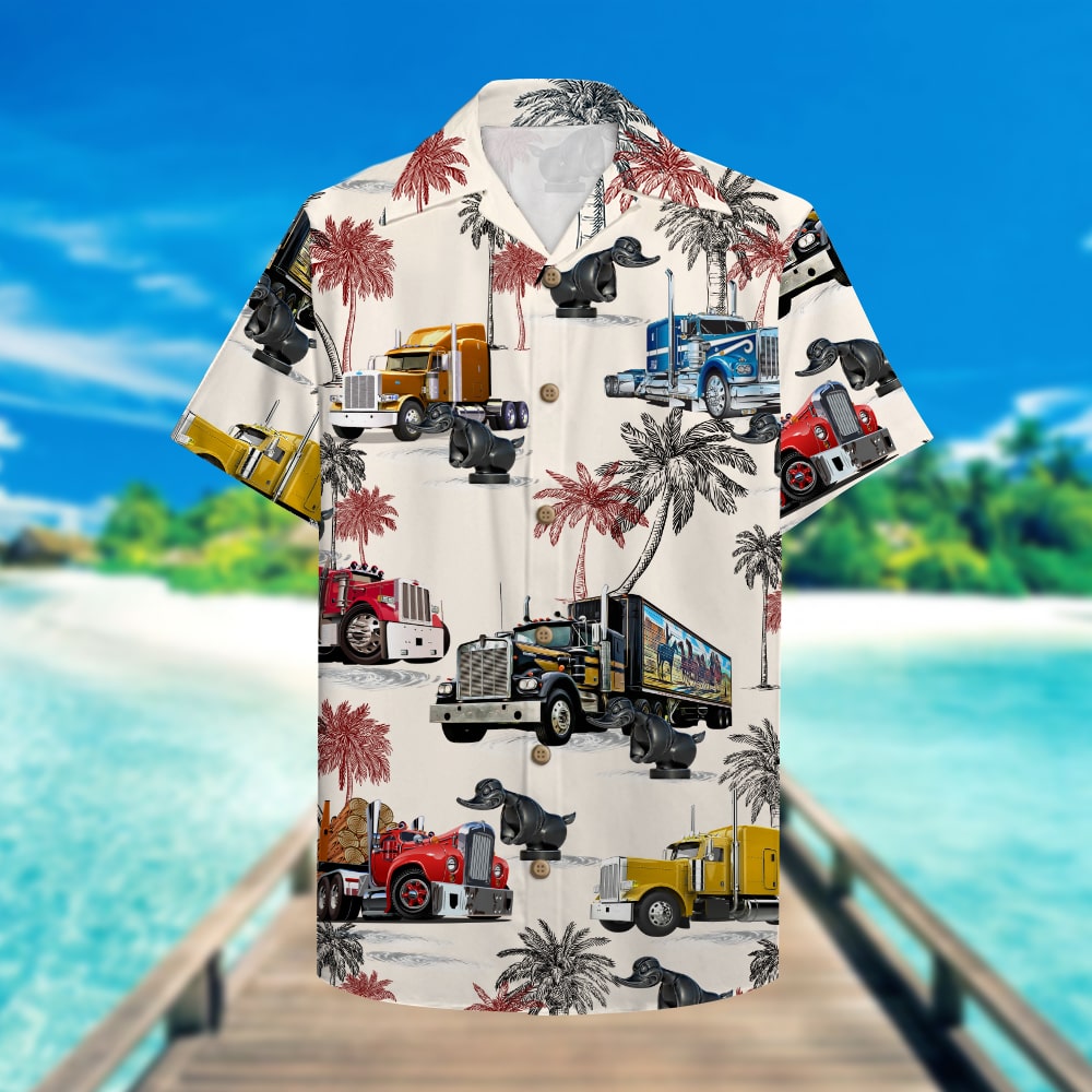litzzy Truck With Duck Pattern Hawaiian Shirt, Aloha Shirt - Summer Gift For Trucker Hawaiian Shirt For Men, Woman, Litzzy Aloha Shirt Hawaiian Shirt   