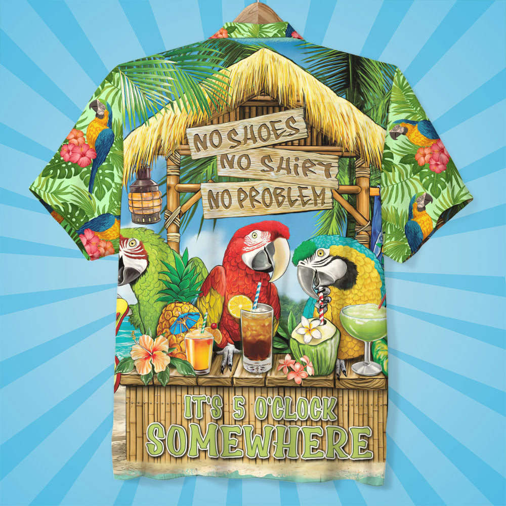 litzzy Parrot Hawaiian Shirt, Aloha Shirt, It's 5 O'clock Somewhere, Gift For Summer Hawaiian Shirt For Men, Woman, Litzzy Aloha Shirt Hawaii Shirt   