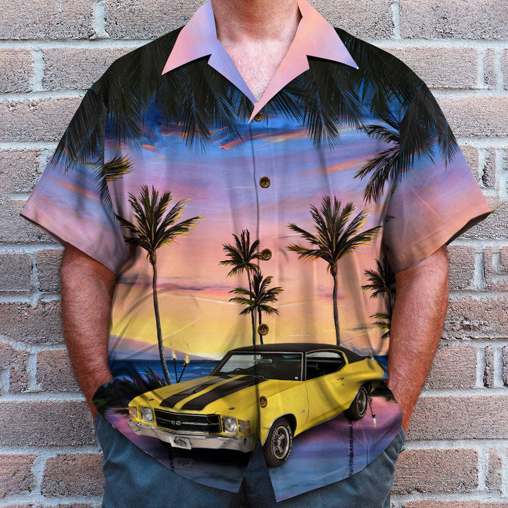 litzzy Custom Car Photo Hawaiian Shirt, Aloha Shirt, Sunset Beach Pattern (Car0902) Hawaiian Shirt For Men, Woman, Litzzy Aloha Shirt Hawaiian Shirt   