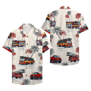 litzzy Firefighter Hawaiian Shirt - Fire Truck Pattern Hawaiian Shirt For Men, Woman, Litzzy Aloha Shirt Hawaiian Shirt   