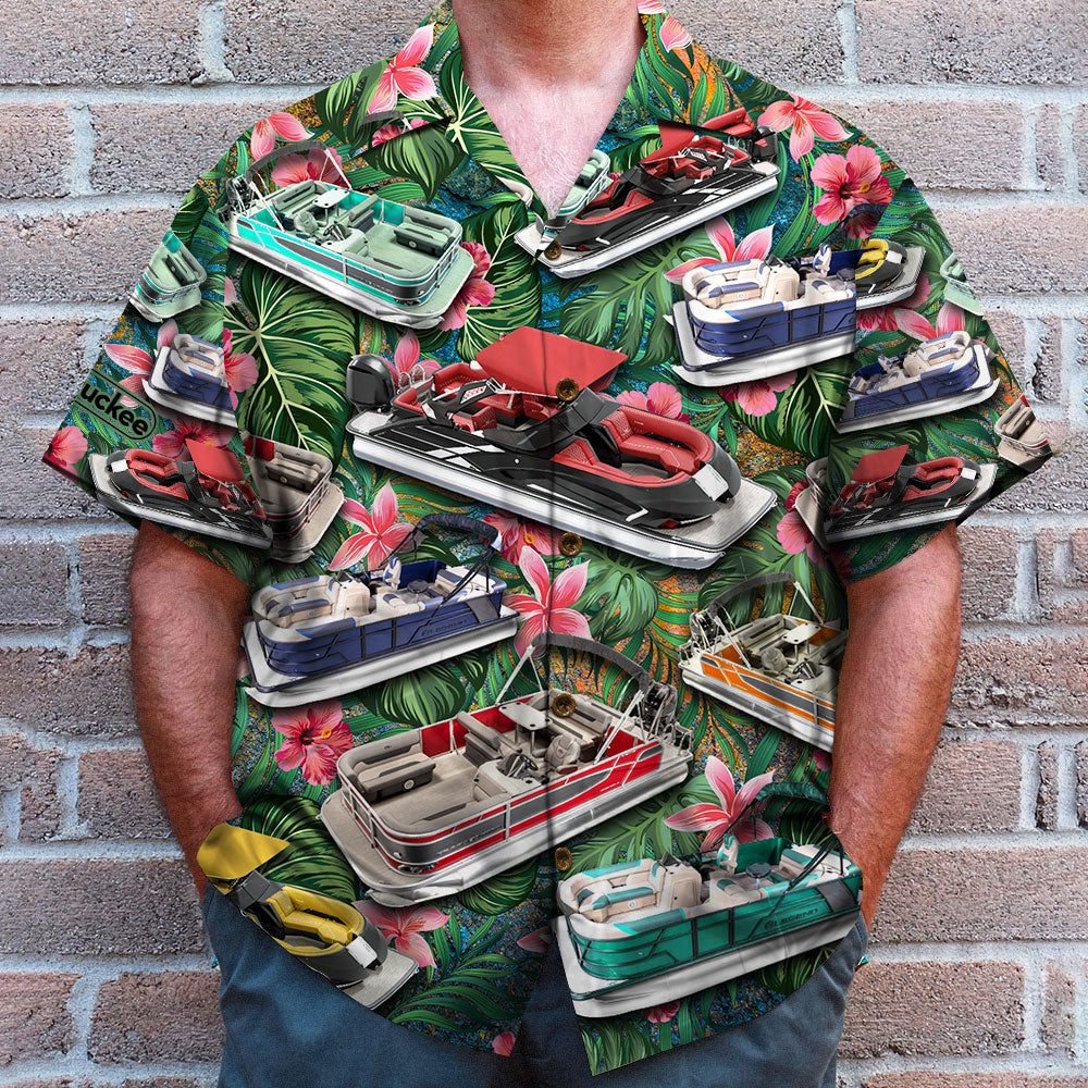 litzzy Pontoon Hawaiian Shirt, Gift For Pontoon Lovers, Tropical Pattern Hawaiian Shirt For Men, Woman, Litzzy Aloha Shirt Hawaii Shirt   