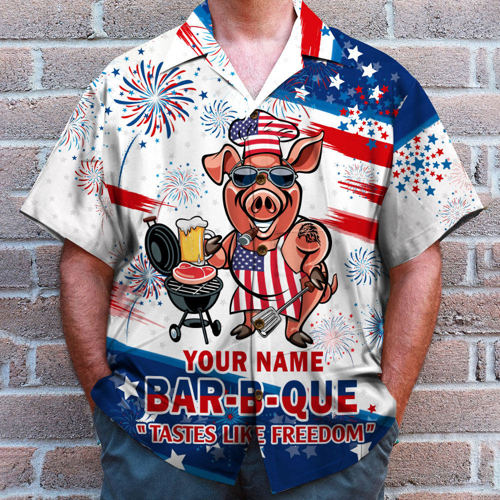 litzzy Bar-B-Que Tastes Like Freedom Personalized Grill Independence Day Hawaiian Shirt Hawaiian Shirt For Men, Woman, Litzzy Aloha Shirt Hawaii Shirt   