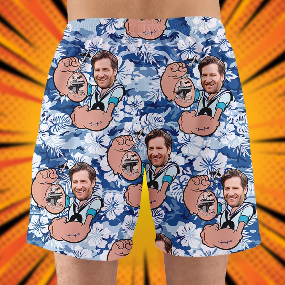 litzzy Custom Photo Hawaiian Shirt, Aloha Shirt and Mens Beach Shorts - Military Background Hawaiian Shirt For Men, Woman, Litzzy Aloha Shirt Hawaii Shirt   
