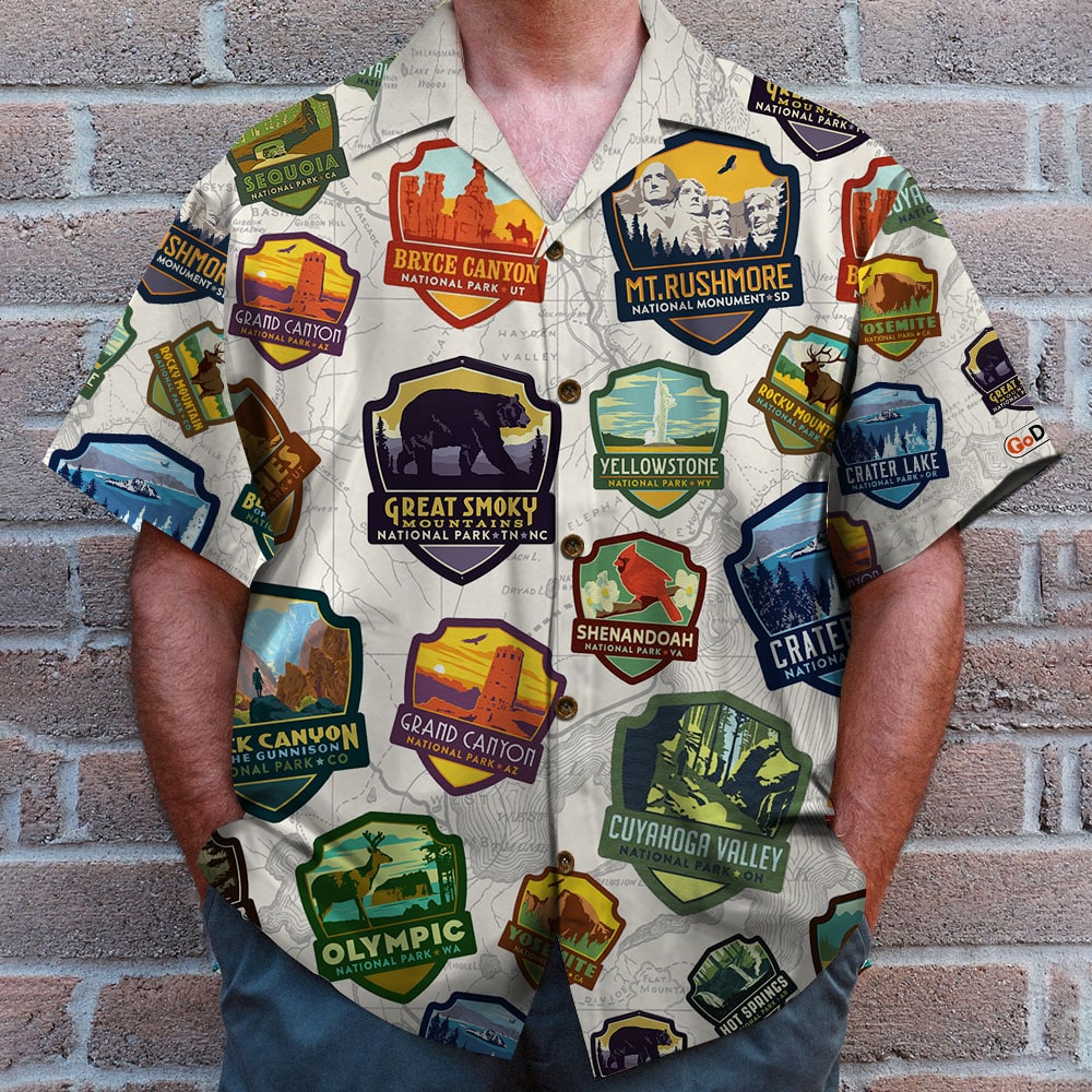 litzzy National Park Seamless Pattern, Hawaiian Shirt and Men Beach Shorts Hawaiian Shirt For Men, Woman, Litzzy Aloha Shirt Hawaii Shirt   