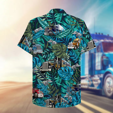litzzy Trucker Hawaiian Shirt, Aloha Shirt with semitruck and rubber duck Hawaiian Shirt For Men, Woman, Litzzy Aloha Shirt Hawaiian Shirt   