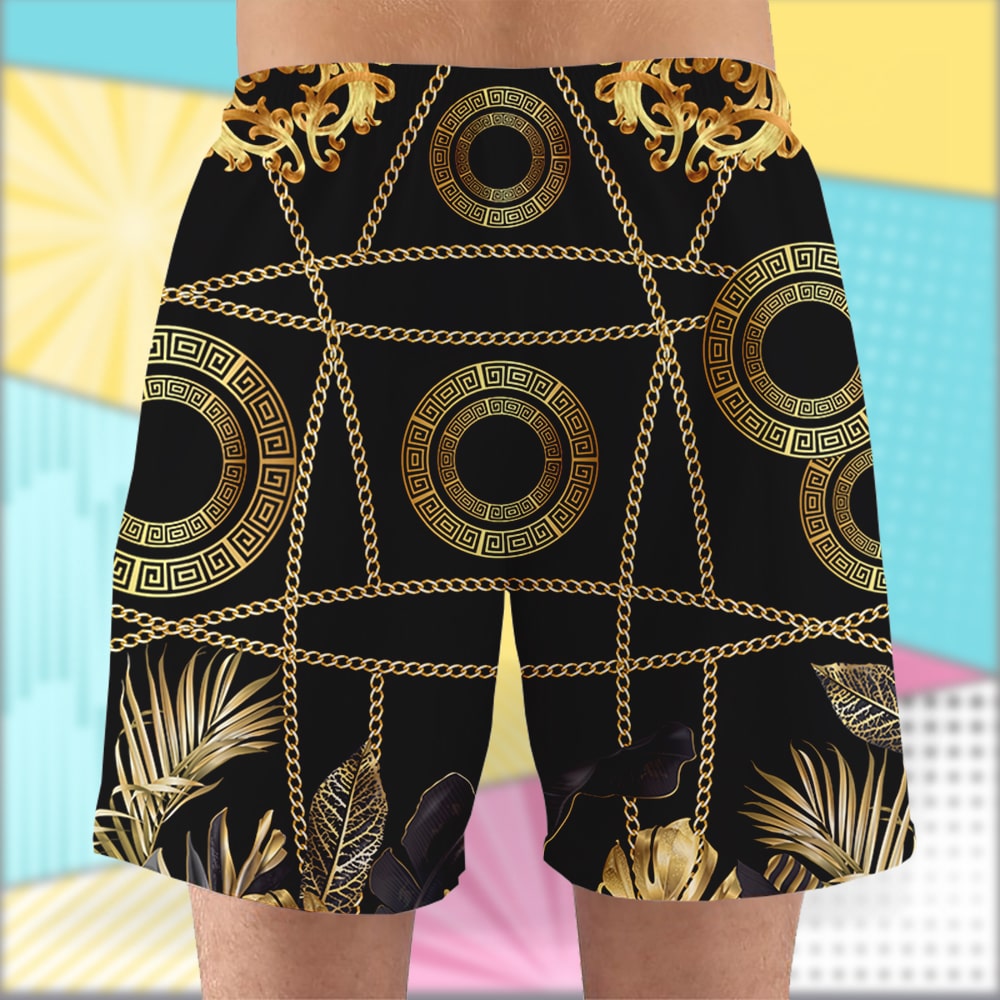 litzzy Golden Pattern with Custom Face Image ,Personalized Hawaiian Shirt and Men Beach Shorts, Summer Gifts Hawaiian Shirt For Men, Woman, Litzzy Aloha Shirt Hawaii Shirt   